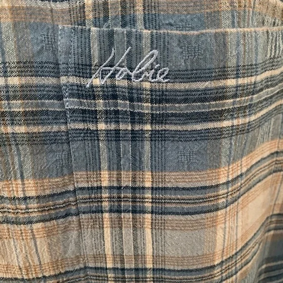 Hobie Surf Plaid Light Blue & Tan Short Sleeve Collared Shirt Men S Small - Picture 4 of 6